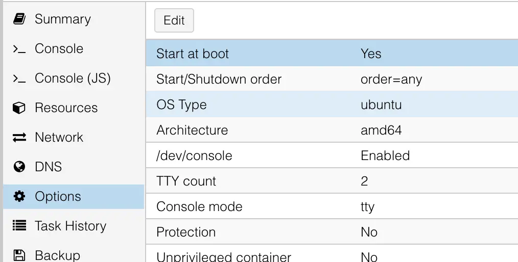 Proxmox boot option