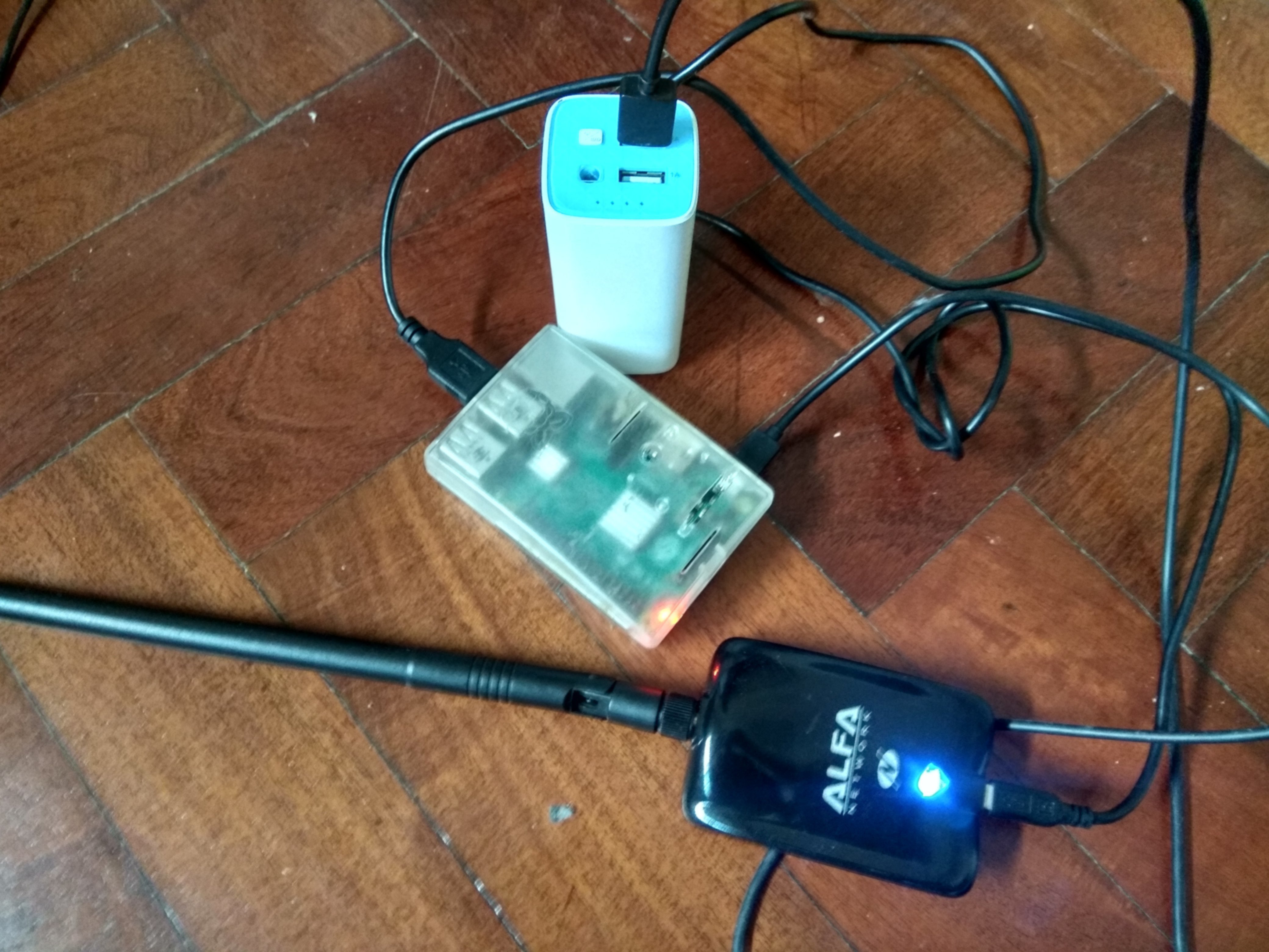 Raspberry pi running bettercap with alfa USB and tp link exteral battery