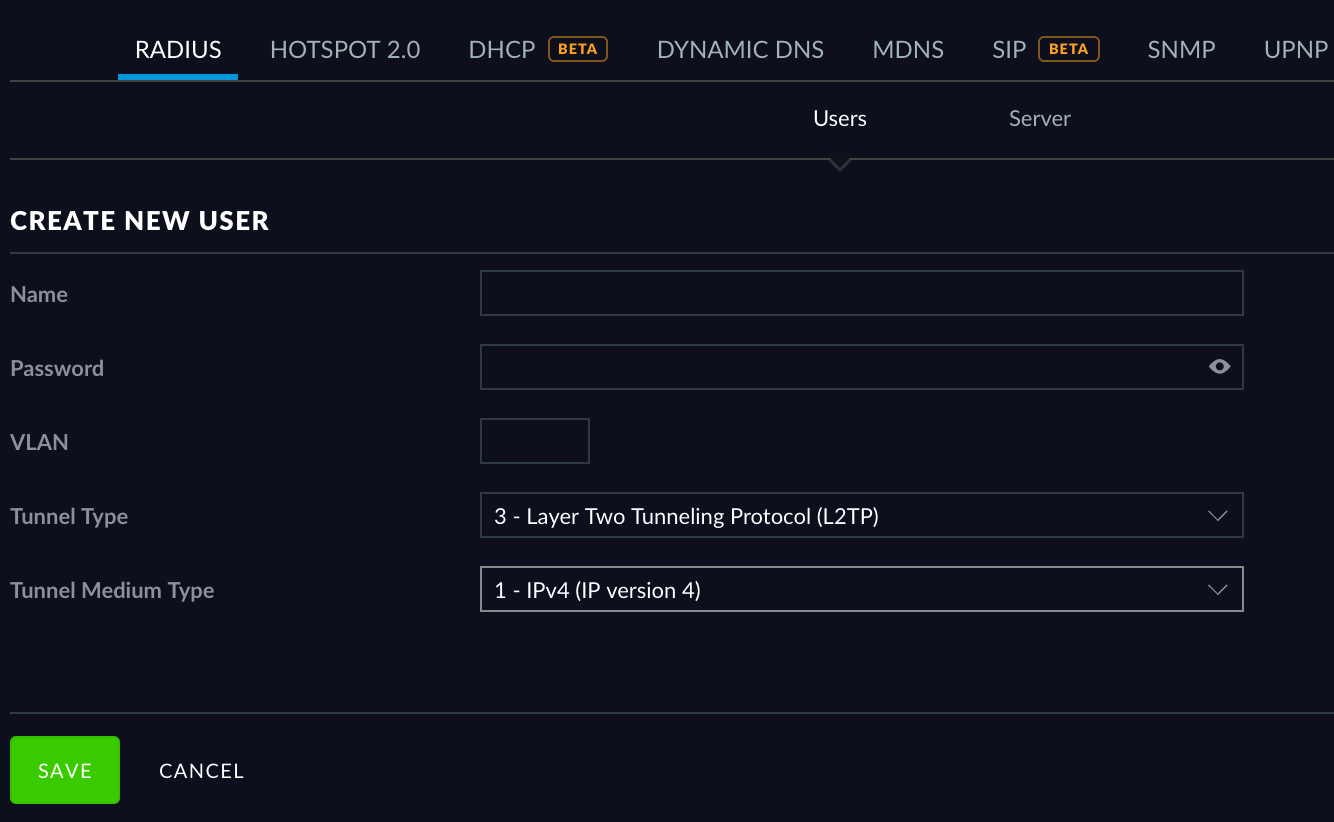 Unifi VPN setup: Create new user