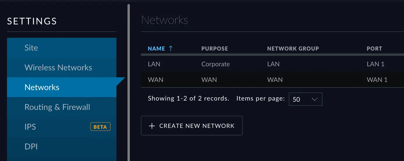 Unifi VPN setup: Create new network